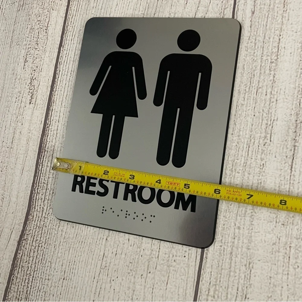 Black & Silver Restroom Sign